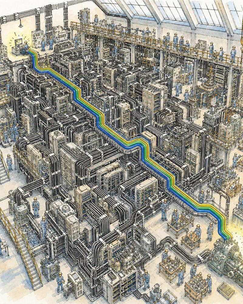 Watercolour illustration representing OT and industrial security