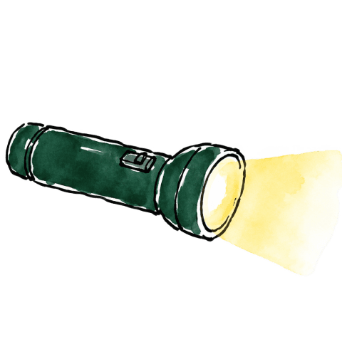 Watercolour illustration of a lit torch